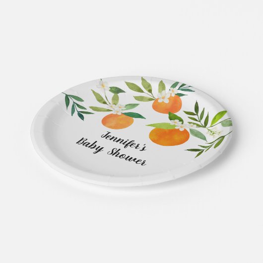 リトルかわいこちゃん緑のフローラベビーシャワー ペーパープレート (アングル)