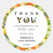 リトルかわいこちゃん赤ちゃんシャワーありがとうステッカー ラウンドシール (正面)