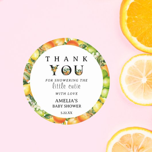 リトルかわいこちゃん赤ちゃんシャワーありがとうステッカー ラウンドシール