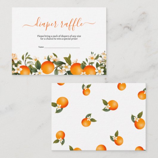 リトルかわいこちゃん赤ちゃんシャワーおむつラッフルオレンジ エンクロージャーカード (正面/裏面)