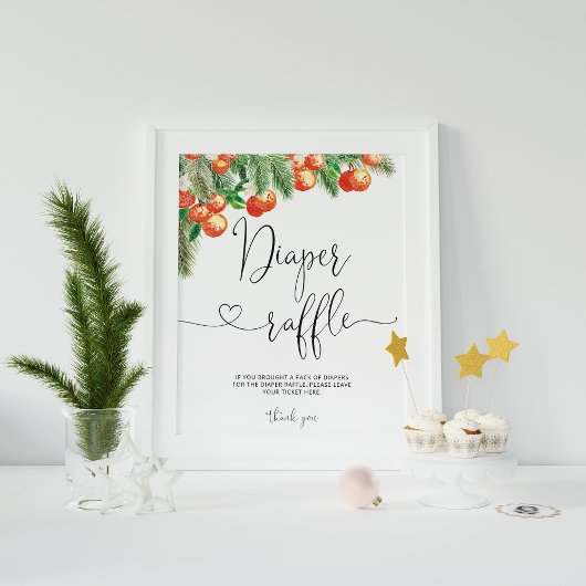 リトルかわいこちゃん赤ちゃんシャワーおむつラッフルサイン ポスター