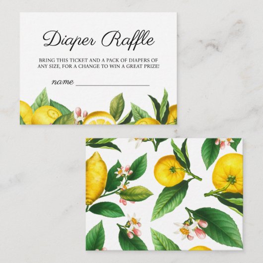 リトルかわいこちゃん赤ちゃんシャワーおむつラッフル エンクロージャーカード (正面/裏面)