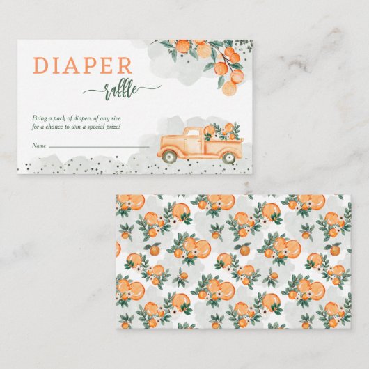 リトルかわいこちゃん赤ちゃんシャワーおむつラッフル エンクロージャーカード (正面/裏面)