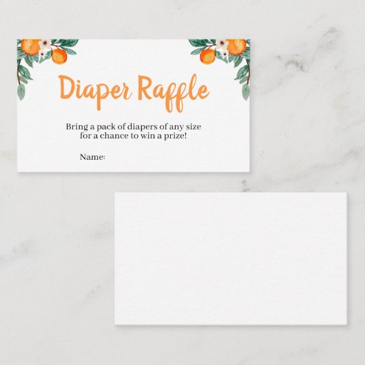 リトルかわいこちゃん赤ちゃんシャワーおむつラッフル 名刺 (正面/裏面)