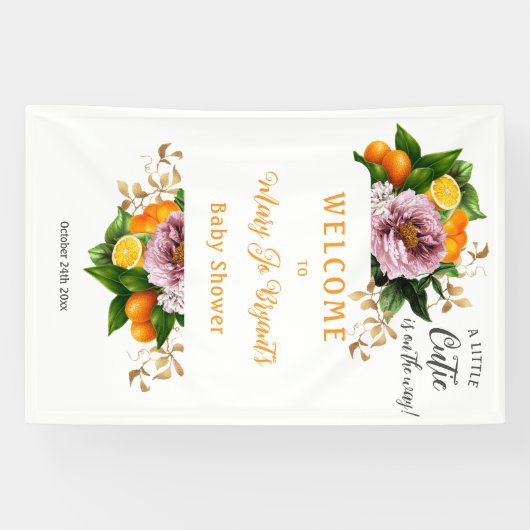 リトルかわいこちゃん赤ちゃんシャワーフローラとフルーツ 横断幕 (横)