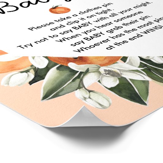 リトルかわいこちゃん赤ちゃんシャワーベビーゲームのサインを言わない ポスター (角)