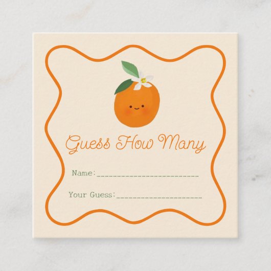 リトルかわいこちゃん赤ちゃんシャワー推測ゲームの数 エンクロージャーカード (正面)