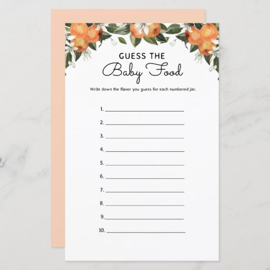 リトルかわいこちゃん赤ちゃんシャワー推測ベビー食べ物ゲーム (正面/裏面)