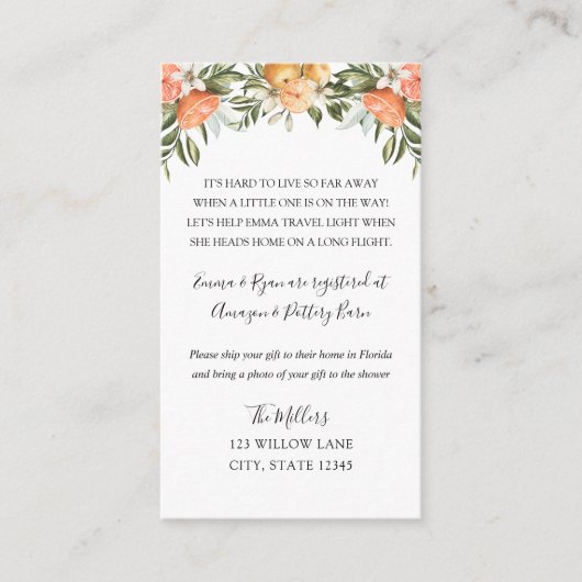 リトルかわいこちゃん長距離ベビーシャワーインサート エンクロージャーカード (正面)