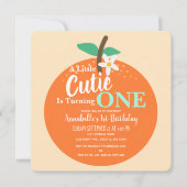 リトルかわいこちゃん1オレンジキッズファースト誕生日 招待状 (正面)