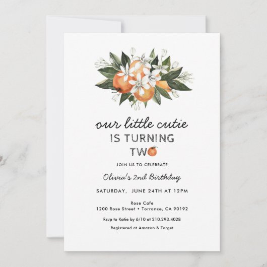 リトルかわいこちゃん2nd誕生日パーティーターニング2 招待状 (正面)