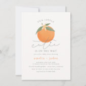 リトルかわいこちゃん |オレンジ色の花の春赤ちゃんシャワー 招待状 (正面)