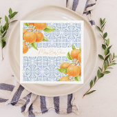 リトルかわいこちゃん |柑橘系地中海のタイルかわいい スタンダードカクテルナプキン