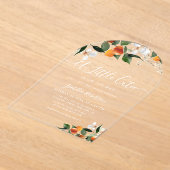 リトルかわいこちゃん |柑橘類の赤ちゃんシャワー アクリル招待状 (レイダウン)