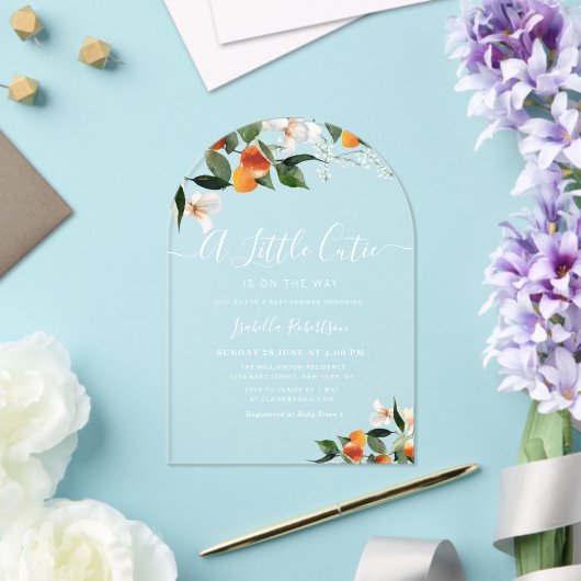 リトルかわいこちゃん |柑橘類の赤ちゃんシャワー アクリル招待状 (インサイチュ (ウェディング))