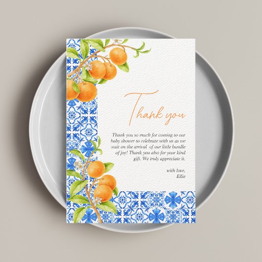 リトルかわいこちゃん 美容ブルーのタイル&柑橘類 サンキューカード