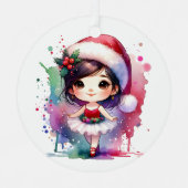 リトルかわいらしバレリナパーソナライズされたクリスマス メタルオーナメント (正面)