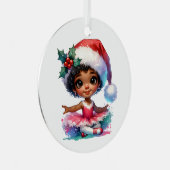 リトルかわいらしバレリナパーソナライズされたクリスマス メタルオーナメント (正面右)