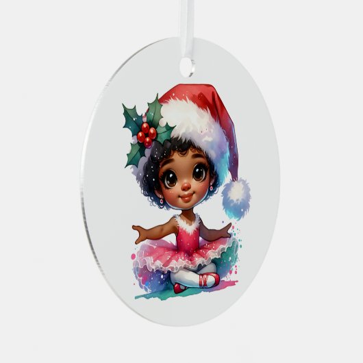 リトルかわいらしバレリナパーソナライズされたクリスマス メタルオーナメント (正面右)