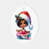 リトルかわいらしバレリナパーソナライズされたクリスマス メタルオーナメント (正面左)