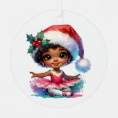 リトルかわいらしバレリナパーソナライズされたクリスマス メタルオーナメント (正面)