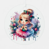 リトルかわいらしバレリナパーソナライズされたクリスマス メタルオーナメント (正面)