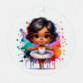 リトルかわいらしバレリナパーソナライズされたクリスマス メタルオーナメント (正面)