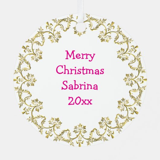 リトルかわいらしバレリナパーソナライズされたクリスマス メタルオーナメント (裏面)