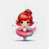 リトルかわいらしバレリナパーソナライズされたクリスマス メタルオーナメント (正面)