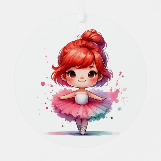 リトルかわいらしバレリナパーソナライズされたクリスマス メタルオーナメント (正面)