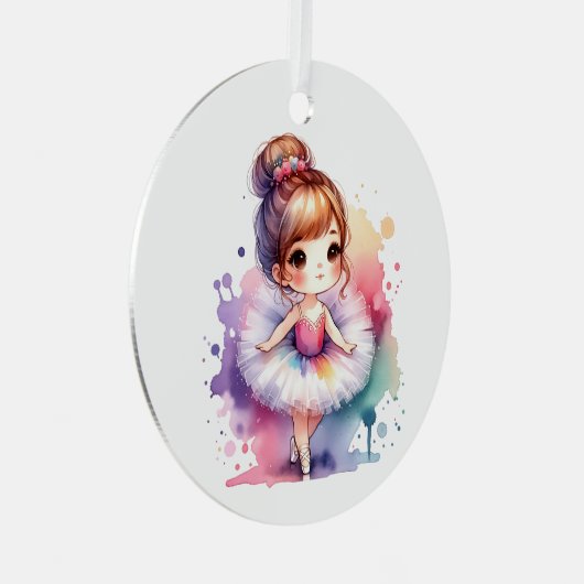 リトルかわいらしバレリナパーソナライズされたクリスマス メタルオーナメント (正面右)