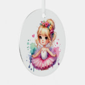 リトルかわいらしバレリナパーソナライズされたクリスマス メタルオーナメント (正面右)