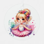 リトルかわいらしバレリナパーソナライズされたクリスマス メタルオーナメント (正面)