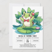 リトルかわいらしフロッグデジタル誕生日 招待状 (正面)