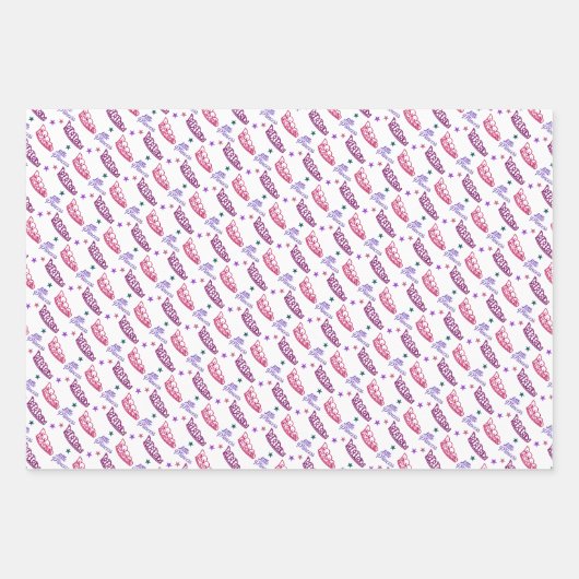 リトルかわいらしプリンセスクラウンティアラカワイトガールテーマ ラッピングペーパーシート (正面3)