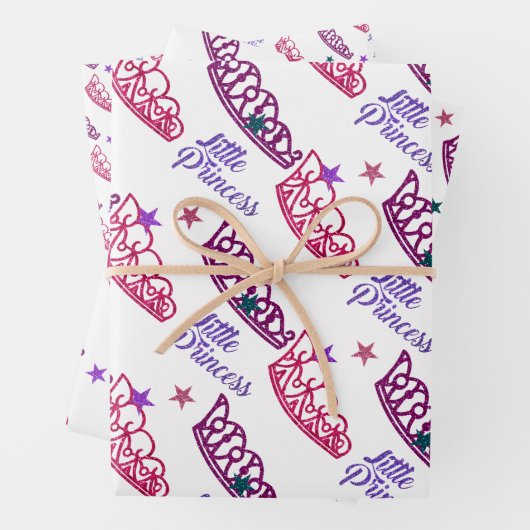 リトルかわいらしプリンセスクラウンティアラカワイトガールテーマ ラッピングペーパーシート (インサイチュ)