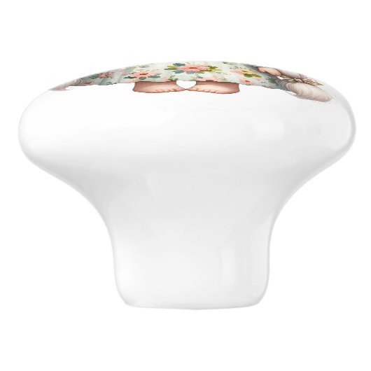 リトルかわいらしホワイトデイジーガール格言 セラミックノブ (側面)