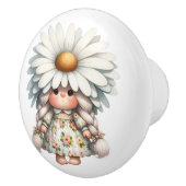 リトルかわいらしホワイトデイジーガール格言 セラミックノブ (右)