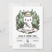 リトルかわいらしポーラベアデジタル誕生日 招待状 (正面)