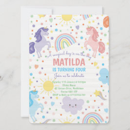 リトルかわいらしユニコーンパーティの招待状 招待状