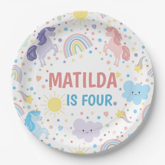 リトルかわいらしユニコーン紙プレート ペーパープレート (正面)