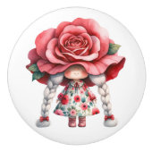 リトルかわいらしレッドフローラガール格言 セラミックノブ (正面)