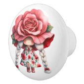 リトルかわいらしレッドフローラガール格言 セラミックノブ (右)