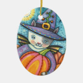 リトルこうもり猫ネコかわいい&ハロウィンカラフルー セラミックオーナメント (正面)