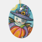 リトルこうもり猫ネコかわいい&ハロウィンカラフルー セラミックオーナメント (裏面)