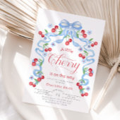 リトルさくらんぼの方法ブルーボウ少年の赤ちゃんシャワー 招待状