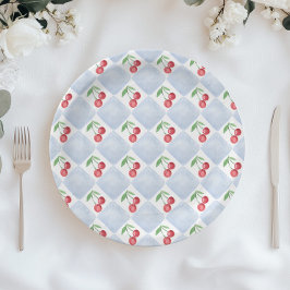 リトルさくらんぼオンザウェイブルー男の赤ちゃんシャワー ペーパープレート