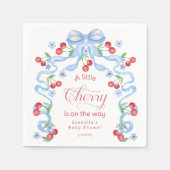 リトルさくらんぼボーイブルーボウコケットベビーシャワー スタンダードカクテルナプキン (正面)