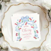 リトルさくらんぼボーイブルーボウコケットベビーシャワー スタンダードカクテルナプキン