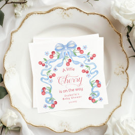 リトルさくらんぼボーイブルーボウコケットベビーシャワー スタンダードカクテルナプキン